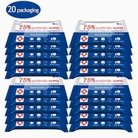 20 Pack 75% Alcohol Wet Wipes Detergent Wipes Soft Portable Cleaning Sterilization Alcohol Wipes Suitable for All Daily Protection
