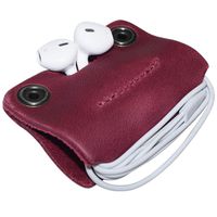 Rustic Leather Cord Keeper (Cord Clam) Cord Snap Wrap Headphone Wrap Tangle Free Cord Sandwich Handmade by Hide & Drink :: Sangria