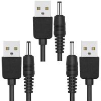 [3-Pack] USB 2.0 Male to DC Power Cable, [1m / 3.3ft] Barrel Jack Plug Connector 5V Extender Cord for Socket Mobile Charger Supply Splitter Adapter Extension (3.5x1.35mm, Black)
