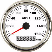 85mm Digital GPS LCD Speedometer 0-160MPH Gauge Stainlessfor Car Truck Boat Motorcycle 12/24V (White)