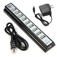 USB HUB, 10 Port Hi-Speed USB 2.0 Hub + Power Adapter for PC Laptop Computer