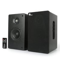 1byone Powered Wireless Classic Bookshelf Speaker with 4'' Woofer and 1'' Tweeter, 2X30W Rms(Black, Pair)
