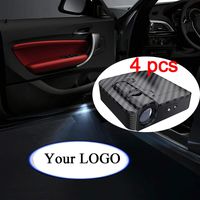 LZLRUN 4x Custom Logo Wireless Laser Projector Car Door Step Courtesy Welcome Lights Puddle Ghost Shadow LED Lights Upgraded Smart Universal Senseor Car Door Led Logo Projector Light