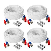 TYUMEN 4 Pack 60FT (18.3 Meters, White) All-in-One BNC Video and Power Security Camera Cables, BNC Extension Surveillance Camera Cables for CCTV Camera DVR Security Systems