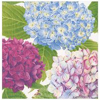 Caspari Hydrangea Garden Paper Dinner Napkins in Blue - Two Packs of 20