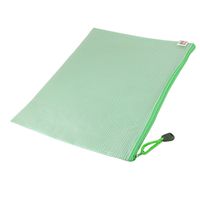 A4 Paper Gridding Zipper Closure Files Bags, Holders, 12 Pcs, Green