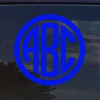 CUSTOM CIRCLE MONOGRAM INITIALS VINYL DECAL / STICKER CARS YETI CUP LAPTOP PHONE (4", Royal Blue)