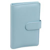 A6 PU Leather Notebook Binder,Refillable 6 Round Ring Binder Cover for A6 Filler Paper,Macaron Notebook Personal Planner Binder with Magnetic Buckle,Mint Blue
