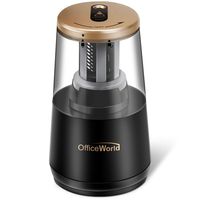 OfficeWorld Electric Pencil Sharpener with Heavy-duty Helical Steel Blade, Battery/Adapter Operated Auto Stop Pencil Sharpener for No.2/Colored Pencils(6-8mm) for School, Classroom, Office, Home