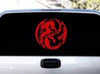 Dragon Yin Yang - Tribal Decal Vinyl Removable Decorative Sticker for Wall, Car, Ipad, Macbook, Laptop, Bike, Helmet, Small Appliances, Music Instruments, Motorcycle, Suitcase [a] (10", Red)