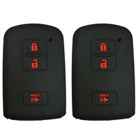 Coolbestda 2Pcs Rubber Smart Key Fob Remote Cover Case Protector Keyless Jacket for 2016 2017 Toyota Tacoma Land Cruise Prius V RAV4 3buttons Key Black