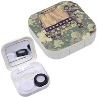 Portable Contact Lens Case Box Travel Kit Mirror + Bottle + Tweezers Container Holder [ Vintage Style Indian ]