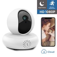 IP Camera 1080P HD WiFi Security Camera Wireless Home Surveillance Camera Indoor Pet Baby Camera with Night Vision/Two-Way Audio/PTZ, 2.4Ghz Dome Camera, Remote Monitor MicroSD Slot, iOS Cloud