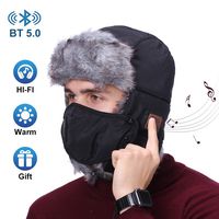 Bluetooth Hunting Hat Winter Trapper Trooper Hat Soft Warm Hat with Windproof Mask, Built-in HD Stereo Speakers & Microphones for Outdoor Sports, Unique Christmas Tech Gifts for Men Women