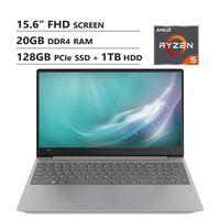 Lenovo Ideapad 330S 15.6" Full HD Screen Laptop, AMD Ryzen 5 2500U Up to 3.6GHz, 20GB DDR4 RAM, 128GB PCIe SSD+1TB HDD, Wireless-AC, HDMI, USB 3.0, USB Type-C, Windows 10, Platinum Grey