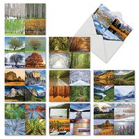 10 Picturesque Note Cards with Envelopes 4 x 5.12 inch, Assorted ‘Four Seasons' Blank Greeting Cards for All Occasions, Stationery for Weddings, Holidays, Thank Yous M6489OCB