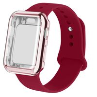 RUOQINI Smartwatch Band with Case Compatiable for Apple Watch Band, Silicone Sport Band and TPU Case for Series 4/3/2/1,Rose Red Band with Rose Pink Case in 38 SM Size