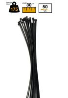 BuyCableTies 30" Heavy Duty Indoor/Outdoor Cable Ties - 175 lb Rated - Black - UV Resistant - 50 per bag