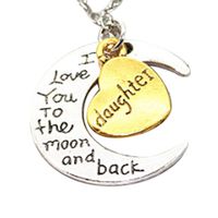 Hemlock-Jewelry Families Necklaces,Hemlock I Love You Engraved Necklaces Moon Pendant Chain Necklace (Daughter)