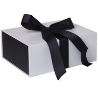 Jillson Roberts 36-Count Medium Ribbon-Tie Gift Boxes Available in 4 Colors, White Matte with Black Ribbon