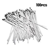 Lucky Monet 100Pcs 15.8" 304 Stainless Steel Grade Metal Self Locking Cable Ties Zip Wraps