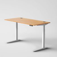 Jarvis Standing Desk Bamboo Top - Electric Adjustable Height Sit Stand Desk - 3-Stage Extended Range Frame with Memory Preset Handset Controller by Fully (White, 48 x 30 Desktop)