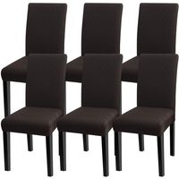 Fuloon 6 Pack Super Fit Stretch Removable Washable Short Dining Chair Protector Cover Seat Slipcover for Hotel,Dining Room,Ceremony,Banquet Wedding Party (Deep Coffee)