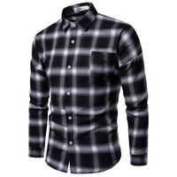 Men's Plaid Printed Shirts,LuluZanm Sales! Male Fashion Business Leisure Long-Sleeved Top Vintage Button Down Blouse Black