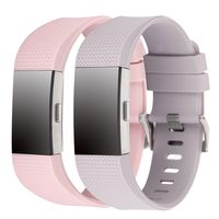 Charge 2 Band Replacement,Classic Silicone Band Accessories Adjustable Strap Belt for Fitbit Charge 2 Heart Rate Fitness Wristband (Blush Pink+Lavender)