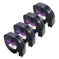 4-Pack Replace DYMO LetraTag Refills Clear Plastic Label Tape 16952 S0721530 Black on Clear, Compatible with DYMO LetraTag LT-100H LT-100T LT-110T QX 50 Label Makers, 1/2 Inch x 13 Feet 12mm x 4m