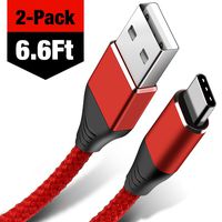 USB Type C Cable,Capshi 6.6ft [2Pack] USB A to Type C Fast Charger Nylon Braided Cord Compatible with Samsung Galaxy S10 S9 S8 Note 10,Moto Z,LG V20 G5,Google Pixel 2XL (Red)
