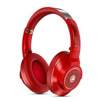 Bluetooth Wireless Headphones Over Ear Metal Hi-Fi Stereo Headset Lightweight Adjustable Noise Isolating Comfortable Leather Earphones with Mic,atpX for iPhone iPad PC (Red)-EQ200 by Aladdinaudio