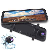 1080P 9.66" Full Touch IPS Screen Car DVR Stream Media Rear-View Mirror Monitor with Front and Rear Double Recorder HD Camera Waterproof Night Vision&GPS Tracking