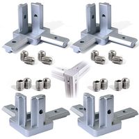 Boeray 3-Way End Corner Bracket Connector for European Standard Aluminum Extrusion Profile 2020 Series Slot 6mm Pack of 4 with Screws