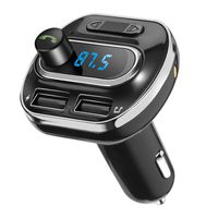 (Upgraded Version) Bluetooth FM Transmitter for Car, Wireless Radio Transmitter Car Adapter, Dual USB Charging Port, Music Player Support Aux Input Output, Hands-Free Call Car Kit