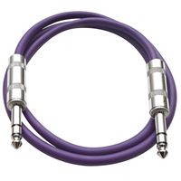 Seismic Audio - SATRX-3 - Purple 3' 1/4" TRS to 1/4" TRS Patch Cable