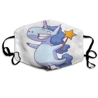 SZjinghao Anti Pollution Dust Mask,Washable And Reusable Face Mouth Mask For Cold Weather Cartoon Of Cute White Happy Unicorn Wavy Blue Mane