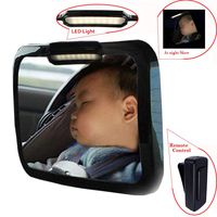 Baby Mirror for Car - Safely Monitor Infant Child in Rear Facing Car Seat,LED Remote Control,Adjustable Acrylic 360°for Backseat - Check Baby in Dark
