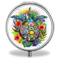 Custom Pill Case, Tortoise Round Compact 3 Metal Portable Pill Container for Daily Use