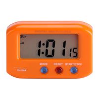 Fdit Portable LCD Display Digital Alarm Clock Snooze with Backlight Table Desk Car Decor(Orange)