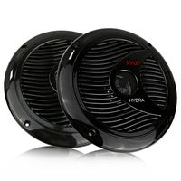 6.5 Inch Dual Marine Speakers - 2 Way Waterproof and Weather Resistant Outdoor Audio Stereo Sound System with 150 Watt Power, Polypropylene Cone and Cloth Surround - 1 Pair - Pyle PLMR60B (Black)