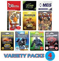 Variety Pack (4 Caps) Male Performance, Energy, Enhancement, and Endurance Bundle with Booklet