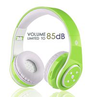 Kids Wireless Bluetooth Headphone with Microphone Volume Limited Foldable Earphone Children Stereo On Ear Headset for PC/TV/Tablets/Smartphones (Green)
