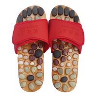 Healthcare Natural Cobblestone Foot Massage pebble massage slippers plantar acupuncture points Shoes , red , 46