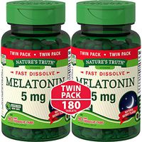 Melatonin 5 mg | 180 Fast Dissolve Tablets (2 X 90 Twin Pack) | Nighttime Sleep Aid | Natural Berry Flavor | Vegetarian, Non-GMO, Gluten Free | by Nature's Truth