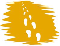 hBARSCI Footprints in The Sand - 5 Inches - for Cars, Trucks, Windows, Laptops, Tablets, Outdoor-Grade 2.5mil Thick Vinyl - Mustard