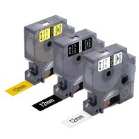 3 Pack Replace Dymo 18444 18432 1805435 Rhino Permanent Vinyl Tape 1/2 Inch Industrial Label Tapes Compatible with Rhino 4200 5200 5000 6000 Label Makers, White on Black Black on White/Yellow
