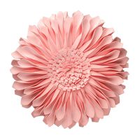 JWH 3D Sunflower Applique Accent Pillow Handmade Cushion Round Decorative Pillowcase Home Bed Living Room Couch Chair Decor Festival Gift 13 Inch / 33 cm Cotton Canvas Solid Suede Pink