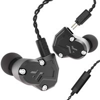 RevoNext QT3S in Ear Monitor, Noise Isolating Wired Headphones Quad Driver in Ear Earbuds 2DD+2BA Metal Shell HiFi Bass Headphones with 0.78mm 2 Pins Detachable Cable(Black mic)
