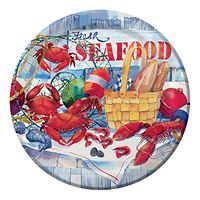 Creative Converting 8 Count Sturdy Style Round Paper Plates, 8.75", Seafood Celebration